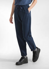 GABARDINE DRAWSTRING PANTS - BLUE - NIGHT BLUE | DEHA