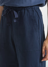 GABARDINE DRAWSTRING PANTS - BLUE - NIGHT BLUE | DEHA