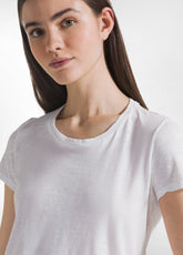 White Slub Cotton T-Shirt - WHITE | DEHA