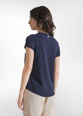 Blue Slub Cotton T-Shirt - BLUE NIGHT | DEHA