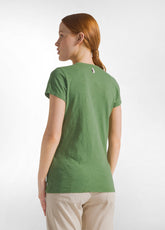 T-SHIRT SCOLLO A V IN JERSEY FIAMMATO VERDE - BOTTLE GREEN | DEHA