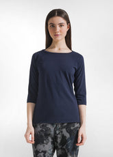 T-SHIRT MANICA 3/4 IN JERSEY FIAMMATO BLU - BLUE NIGHT | DEHA