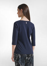 T-SHIRT MANICA 3/4 IN JERSEY FIAMMATO BLU - BLUE NIGHT | DEHA