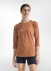 T-SHIRT MANICA 3/4 IN JERSEY FIAMMATO MARRONE - AMBER BROWN | DEHA