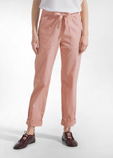 PANTALONE IN POPELINE CON COULISSE ROSA - CORAL PINK | DEHA