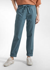 PANTALONE IN POPELINE CON COULISSE BLU - TEAL BLUE | DEHA