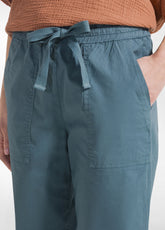 PANTALONE IN POPELINE CON COULISSE BLU - TEAL BLUE | DEHA