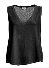 CANOTTA SVASATA IN JERSEY FIAMMATO NERO - BLACK | DEHA