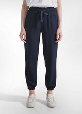 PANTALONE JOGGER IN VISCOSA CREPE BLU - BLUE NIGHT | DEHA