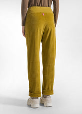 GREEN STRETCH VELVET TROUSERS - MUSTARD GREEN | DEHA