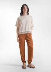 VISCOSE SATIN JOGGER PANTS - BROWN - Pants - Outlet | DEHA