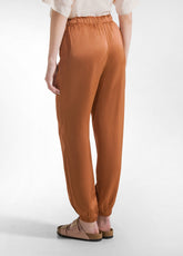 PANTALONE JOGGER IN RASO DI VISCOSA MARRONE - AMBER BROWN | DEHA