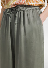 VISCOSE SATIN PALAZZO PANTS - GREEN - Pants - Outlet | DEHA