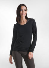 BLACK CASHMERE BLEND LONG SLEEVE T-SHIRT - DEHA ESSENTIALS | DEHA