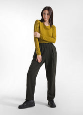 T-SHIRT A MANICA LUNGA IN MISTO CASHMERE VERDE | DEHA