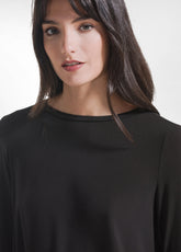 HIGH NECK LONG-SLEEVE T-SHIRT IN CASHMERE BLEND - - BLACK | DEHA