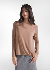 HIGH NECK LONG-SLEEVE T-SHIRT IN CASHMERE BLEND - - T-shirts - Outlet | DEHA