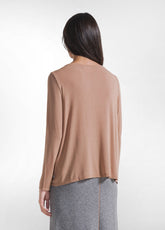 ROLLKRAGEN-T-SHIRT MIT LANGEN ÄRMELN AUS CASHMIR-M - CAMEL BROWN | DEHA
