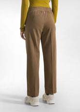 STRAIGHT BROWN STRETCH GABARDINE PANTS - KAKI BROWN | DEHA
