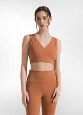 RECYCLED MICROFIBRE SPORT BRA - BROWN - Tops & sports bras - Outlet | DEHA