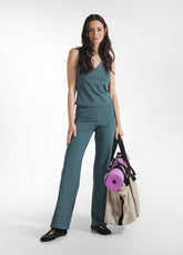 RECYCLED MICROFIBRE STRAIGHT PANTS - BLUE - TEAL BLUE | DEHA