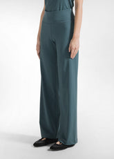 RECYCLED MICROFIBRE STRAIGHT PANTS - BLUE - TEAL BLUE | DEHA