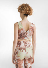 REGGISENO SPORTIVO IN MICROFIBRA RICICLATA STAMPATO MARRONE - FLORAL BROWN | DEHA