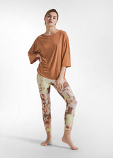 LEGGINGS IN MICROFIBRA RICICLATA STAMPATA MARRONE - FLORAL BROWN | DEHA