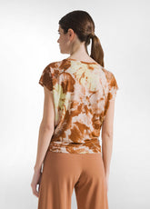 KNOT ALLOVER VISCOSE T-SHIRT - BROWN - FLORAL BROWN | DEHA