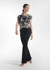 KNOT ALLOVER VISCOSE T-SHIRT - GREY - FLORAL BLACK | DEHA