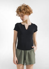 RIBBED T-SHIRT - BLACK - BLACK | DEHA