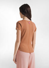 T-SHIRT IN COSTINA MARRONE - AMBER BROWN | DEHA
