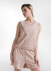 FADED TANK TOP WITH WIDE ARMHOLES - BROWN - AMBER BROWN | DEHA