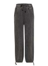 MARBLED JERSEY 'MAGNUM' PANTS - BLACK - BLACK | DEHA