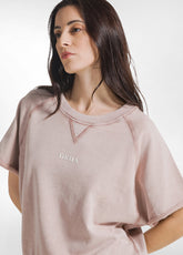 FELPA ORGANICA MANICA CORTA EFFETTO SFUMATO MARRONE - AMBER BROWN | DEHA