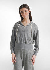 SLUB FLEECE FULL ZIP HOODIE - GREY - Knitwear - Outlet | DEHA