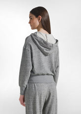 SLUB FLEECE FULL ZIP HOODIE - GREY - MEDIUM GREY MELANGE | DEHA