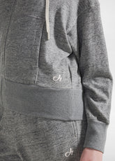 SLUB FLEECE FULL ZIP HOODIE - GREY - MEDIUM GREY MELANGE | DEHA