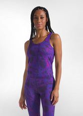 CANOTTA VOGATORE IN MICROFIBRA STRETCH STAMPATA VIOLA - PURPLE ANIMALIER | DEHA