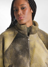 GREEN MALTINTO EFFECT TEDDY JACKET - CAMO GREEN | DEHA