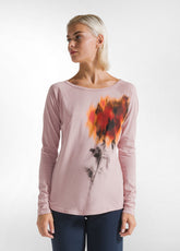 T-SHIRT MANICHE LUNGHE IN MODAL CON STAMPA ROSA - Top & T-Shirts - Outlet | DEHA
