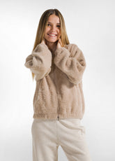 FULL-ZIP FLUFFY HOODIE - MULTICOLOR - HONEY | DEHA
