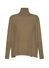 PULLOVER COLLO ALTO MISTO LANA MARRONE - Outlet | DEHA