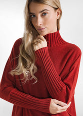 WOOLY BLEND HIGH NECK SWEATER - ORANGE - RUST ORANGE | DEHA