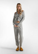 TOP INCROCIATO SLIM FIT IN MAGLIA GRIGIO - GREY MELANGE | DEHA