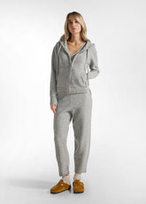 CARDIGAN WITH ZIP AND GRAY HOOD - GREY MELANGE | DEHA