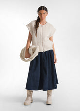 WOOLY BOUCLE' ZIPPED VEST - WHITE - CREAM | DEHA