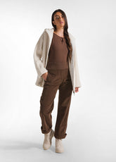 MANTEL AUS BOUCLE' MIT REISSVERSCHLUSS - WEISS - CREAM | DEHA