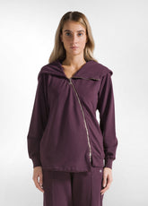 FELPA BIKER IN COTONE ORGANICO VIOLA - Felpe e Maglie - Outlet | DEHA