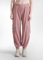 PANTALONE CARGO IN VELLUTO ROSA - MISTY ROSE | DEHA